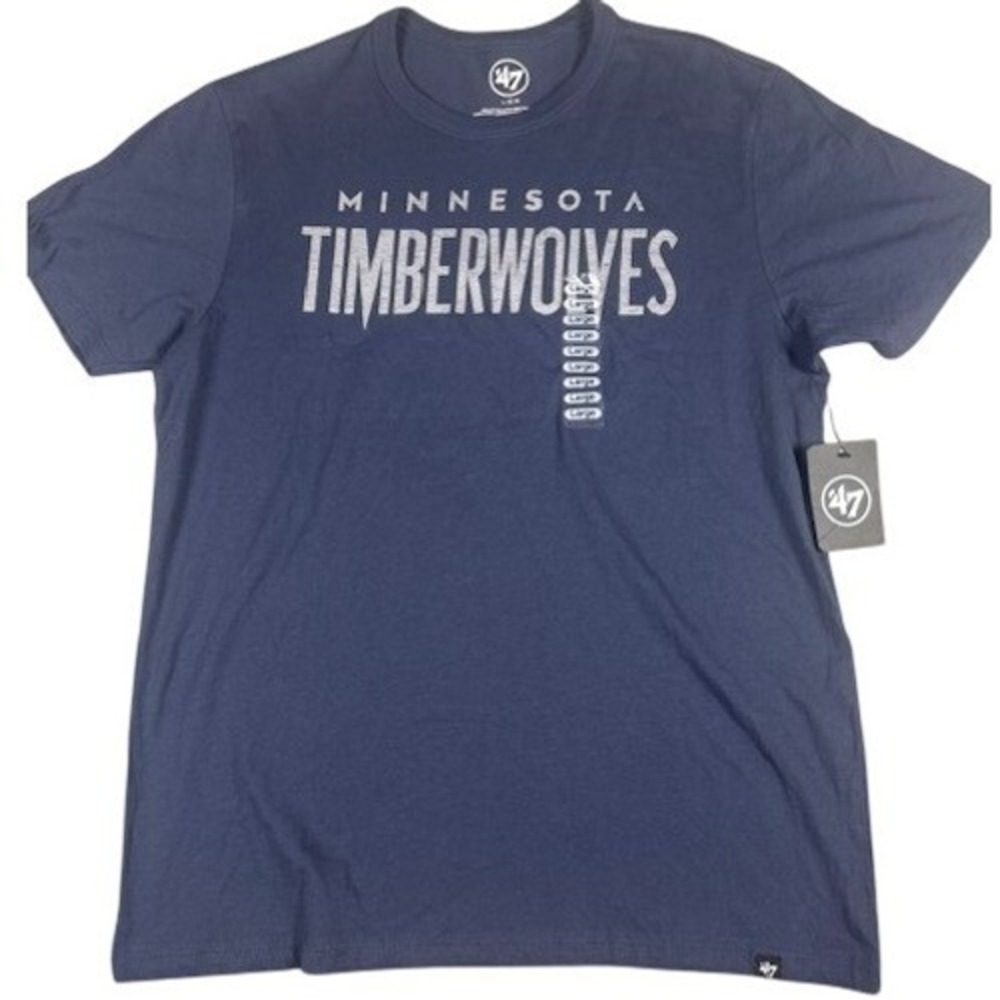 Minnesota Timberwolves Men's Large '47 Brand T-Shirt Navy Blue‎ NBA NWT